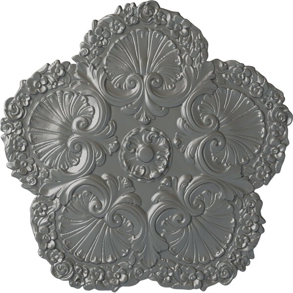 Ekena Millwork Shell Ceiling Medallion, Hand-Painted Silver, 25 5/8"OD x 1"P CM25SHSLS - main